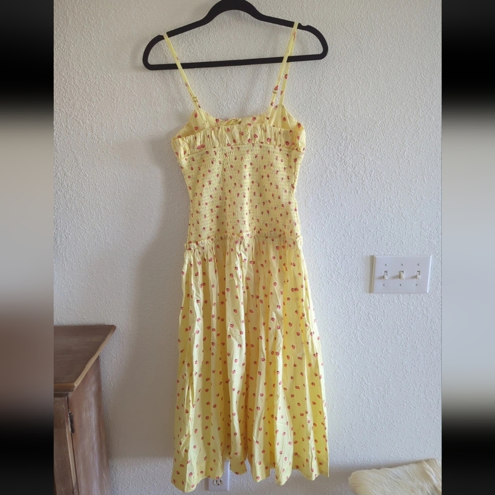 FREE PEOPLE LAVENDER DAZE DRESS IN STRAWBERRY LEMON COMBO Xs Smocked - Picture 7 of 8
